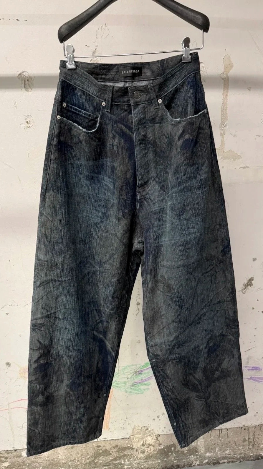 BALENCIAGA Wide-Leg Distressed Camouflage-Print Jeans