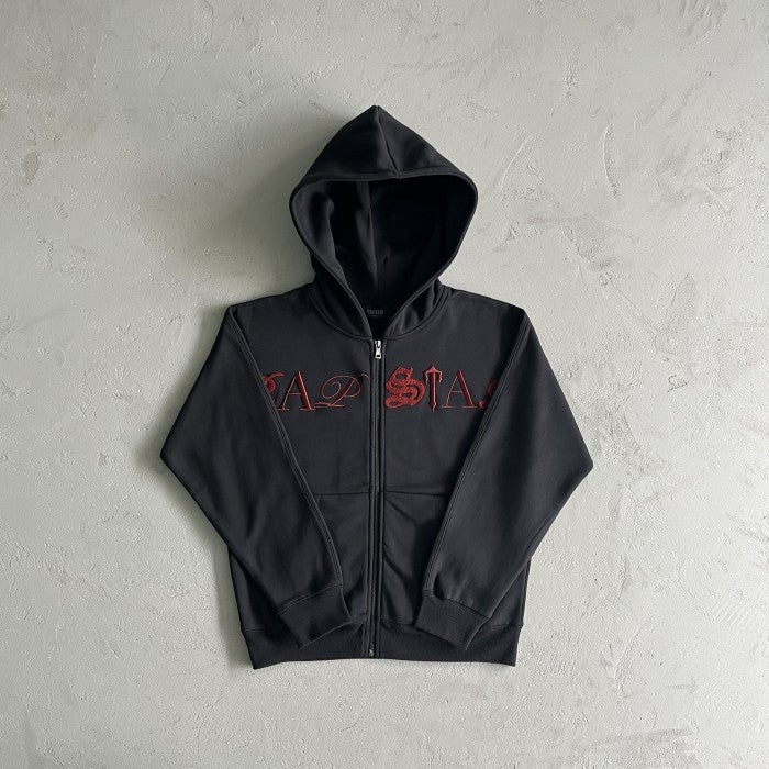Trapstar Script Zip Through Hoodie Tracksuit - Black/Zinfandel