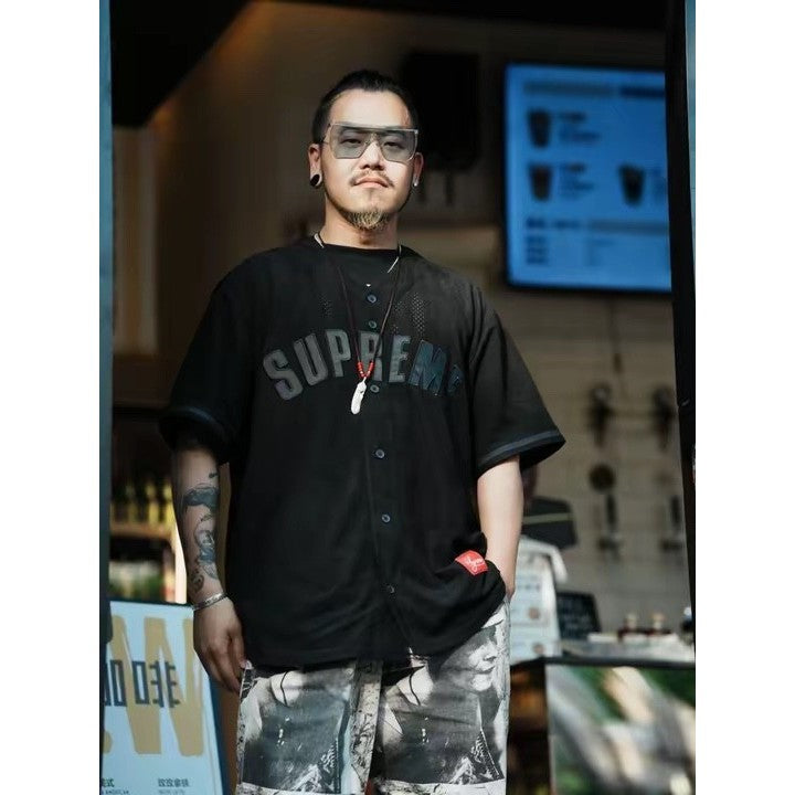 Supreme Ultrasuede Mesh Baseball Jersey - Black - SS24