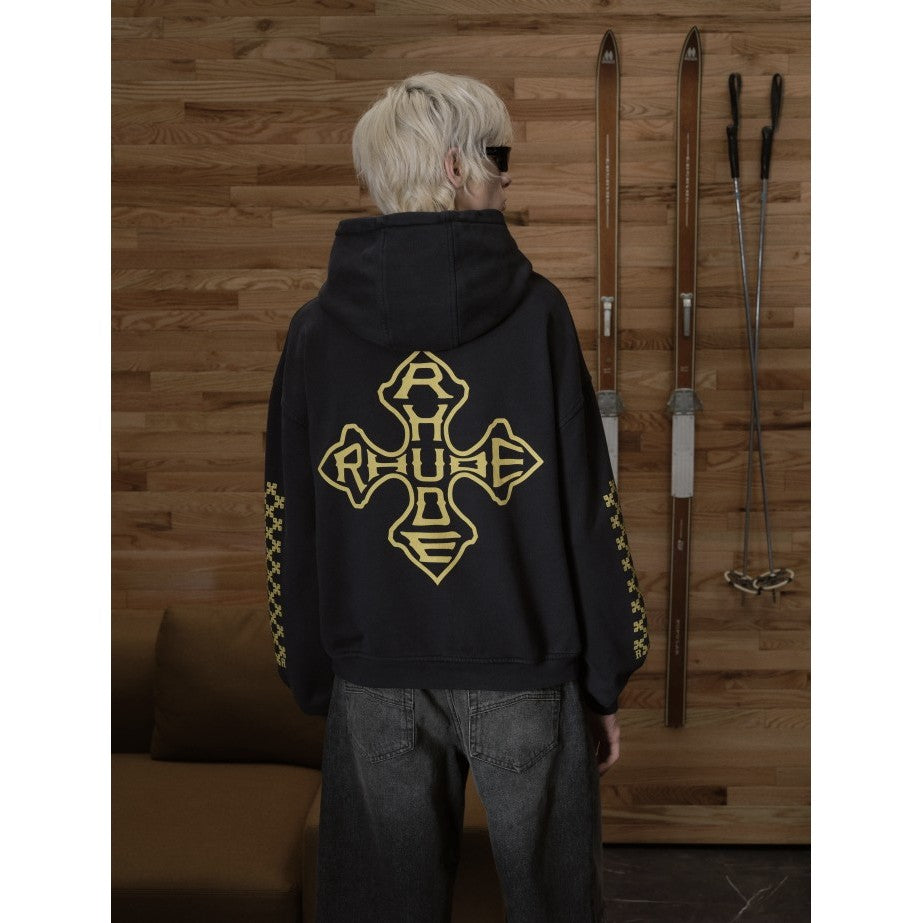 Rhude SSENSE Exclusive Black Cross Hoodie