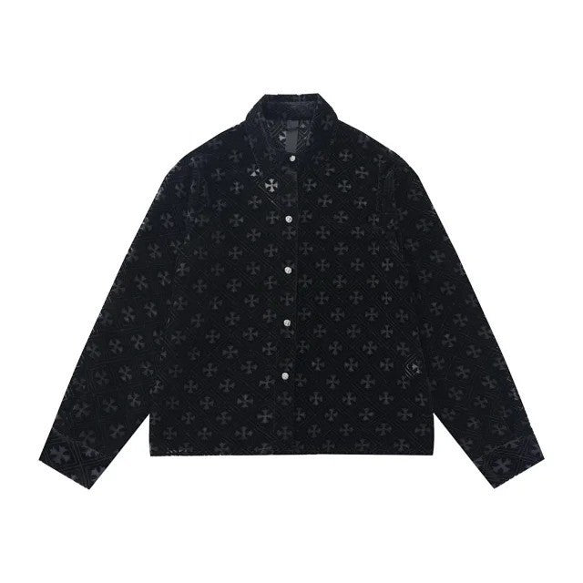 Chrome Hearts Velvet Burnout Cross Long Sleeve Shirt