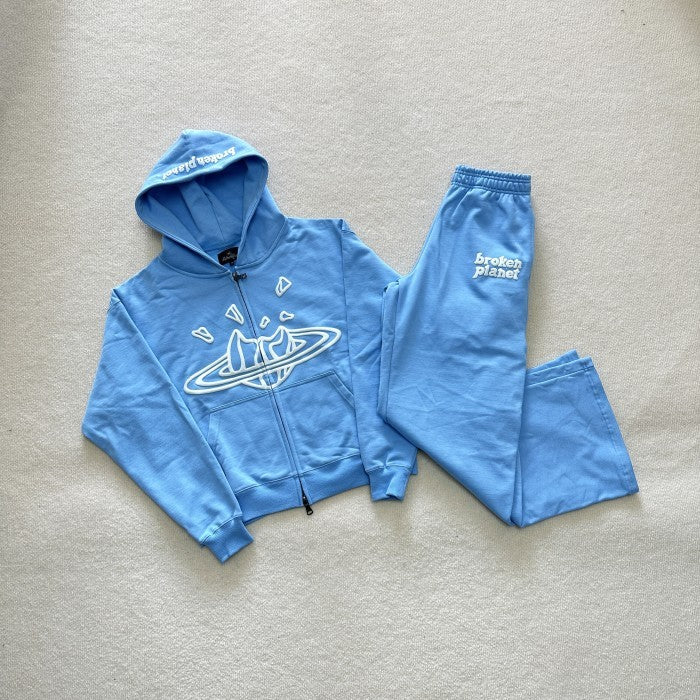Broken Planet Zip-Up - Hoodie Sweatpants Set - Light Blue