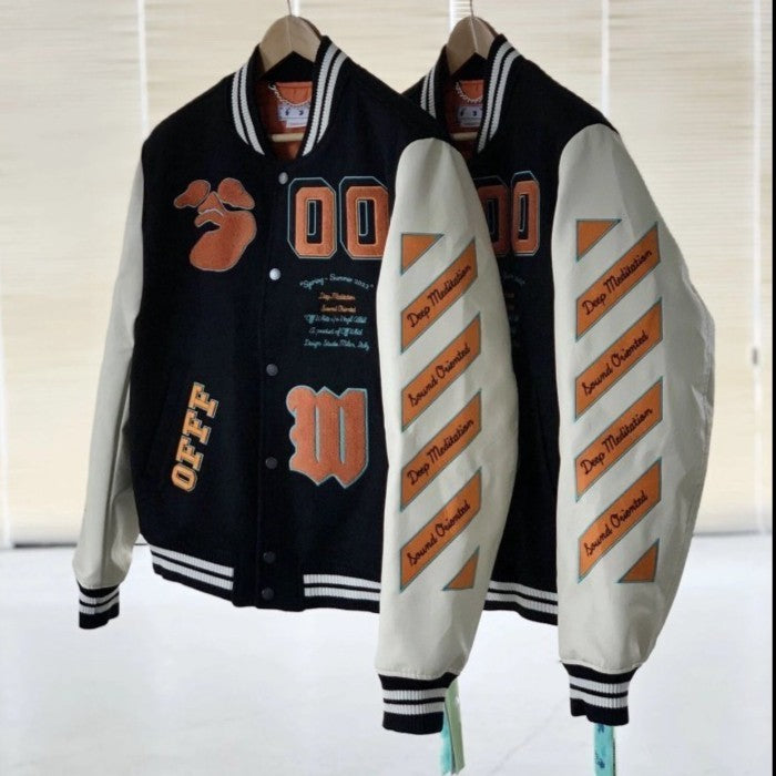Off-White Black & White Deep Meditation Varsity Alien Jacket