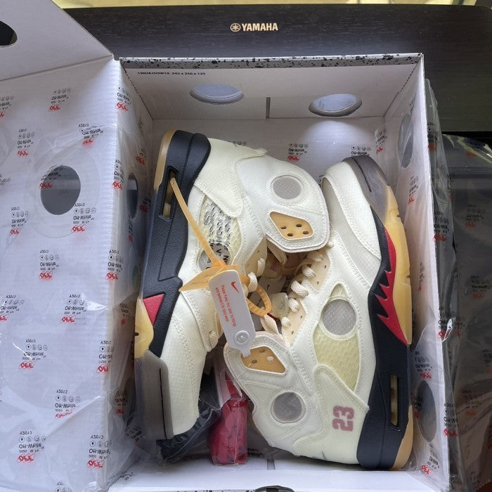 Off-White x Air Jordan 5 Sail Red - DH8565-100
