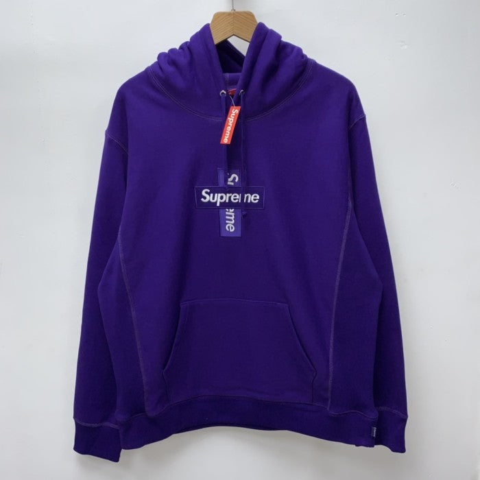 Supreme Cross Box Logo Hoodie Sweatshirt - Purple