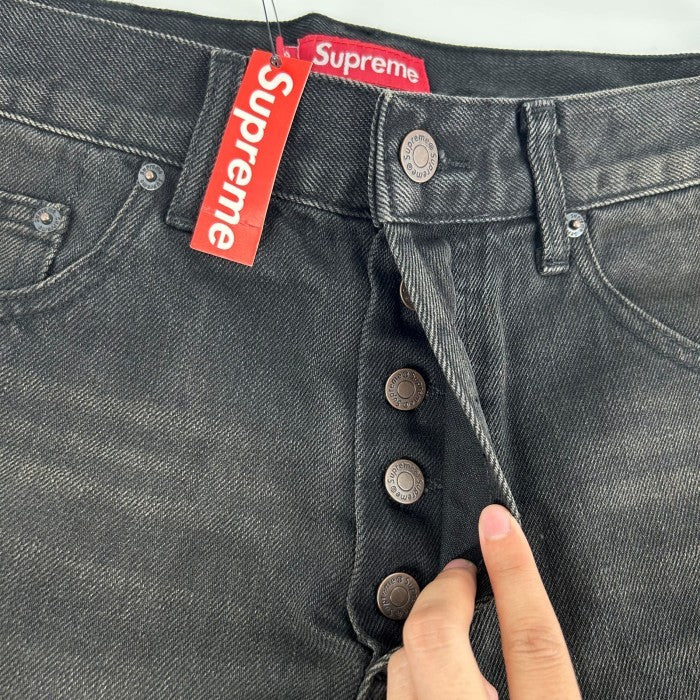 Supreme Distressed Loose Fit Selvedge Jean - Washed Black