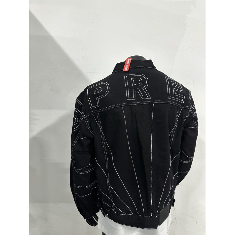 Supreme. Radial Embroidered Denim Trucker Jacket - Black