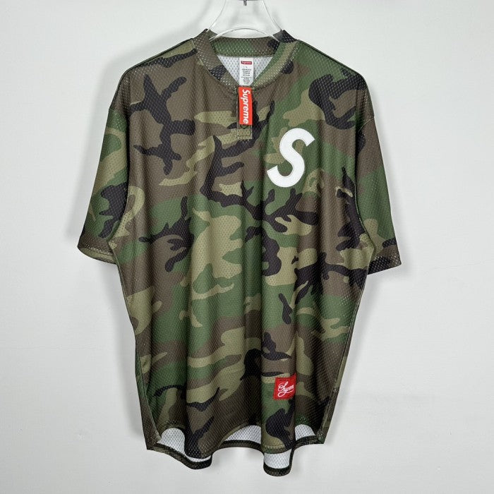 Supreme S Logo Baseball Henley - Woodland Camo