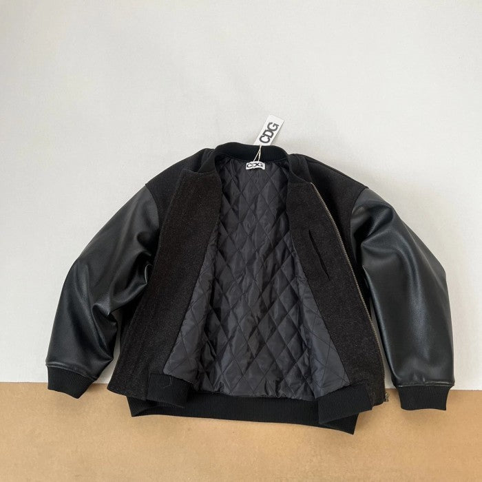 CDGS Homme 1980's Black Wool/Leather Logo Bomber Jacket
