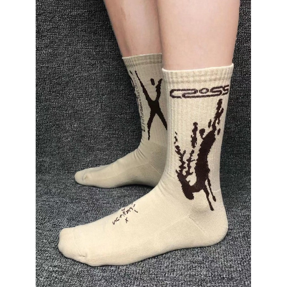 Kaos Kaki Travis Scott Cactus Jack Crossover Socks Pack (3 Pairs/ Pack)