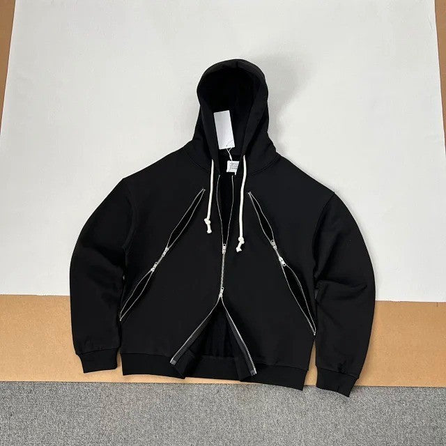 MM6 Three-Zipper Hoodie - Black
