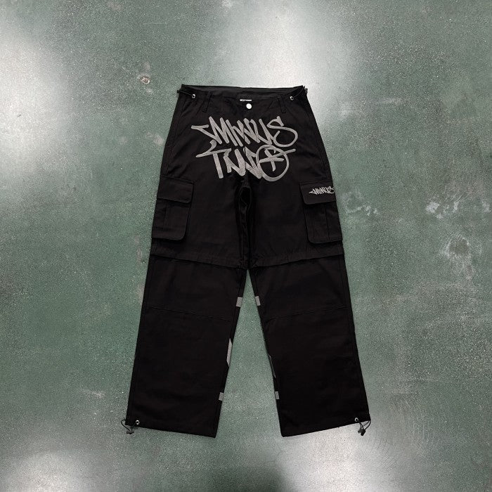 Minus Two Black Detachable Cargo Pants - Gray Logo