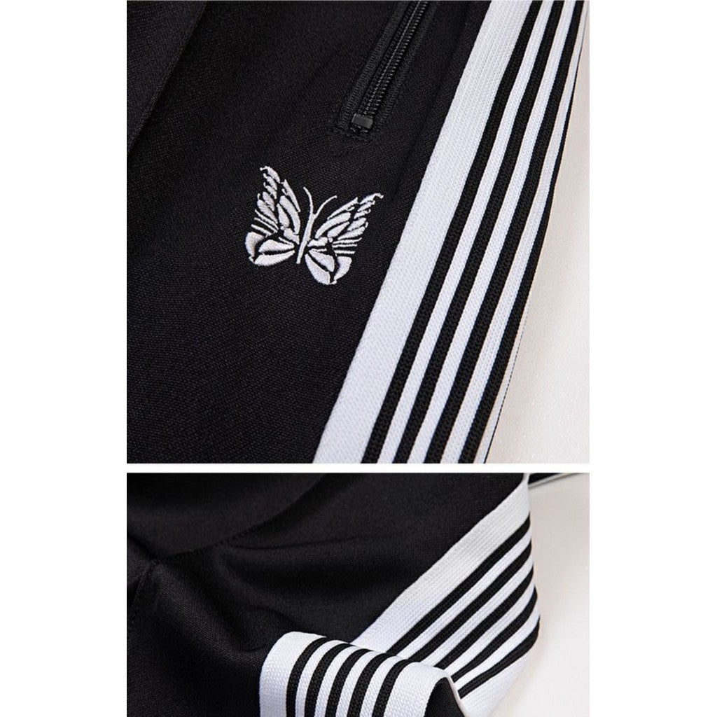 Needles Track Pant - Poly Smooth - Black/White