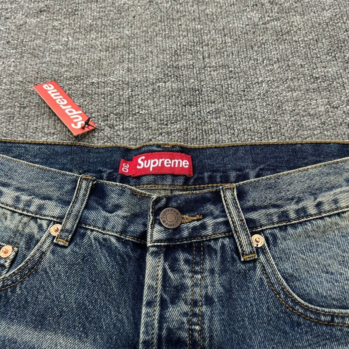 Supreme Distressed Loose Fit Selvedge Jean - Washed Blue