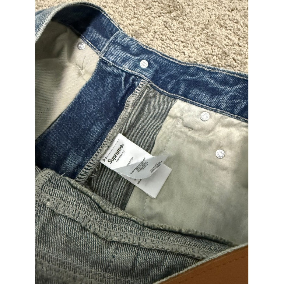 Supreme S Logo Loose Fit Jeans - Washed Blue