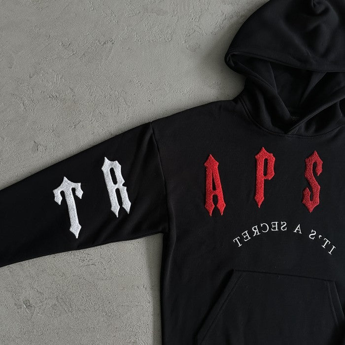 Trapstar Irongate Arch chenille 2.0 Tracksuit - Hoodie & Pants Set - Black/Red