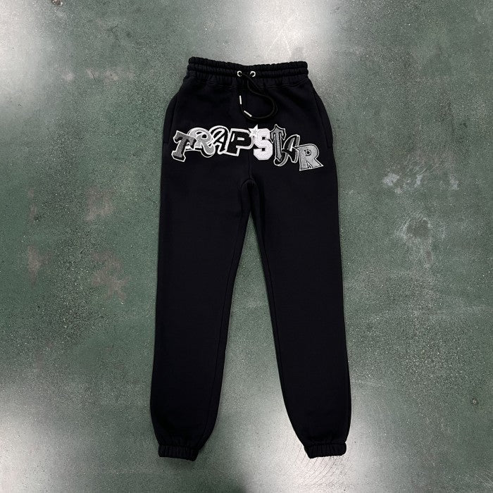 Trapstar Wildcard chenille Hoodie Tracksuit - Black Monochrome Edition