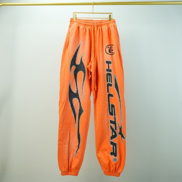 Hellstar Fire Orange Closed Elastic Bottom Sweatpants - Orange Dye