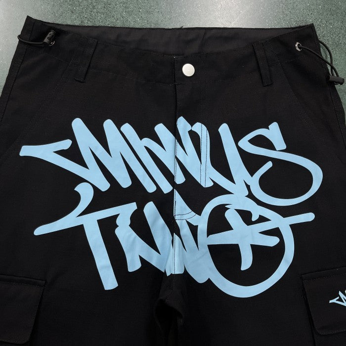 Minus Two Black Graff Cargos - Baby Blue Logo
