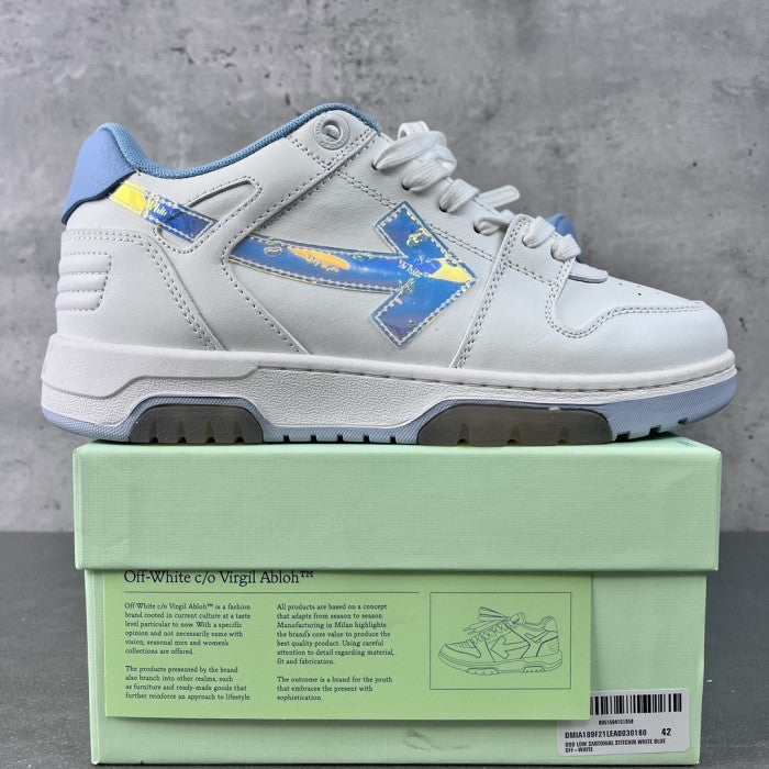 OFF-WHITE Out Of Office 'OOO' Low Tops Sneakers - White Iridescent Blue