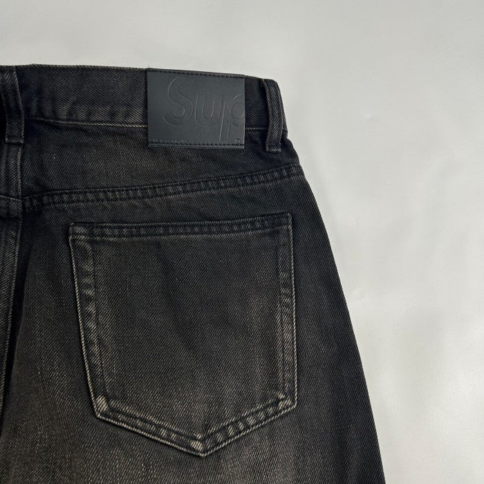 Supreme Distressed Loose Fit Selvedge Jean - Washed Black