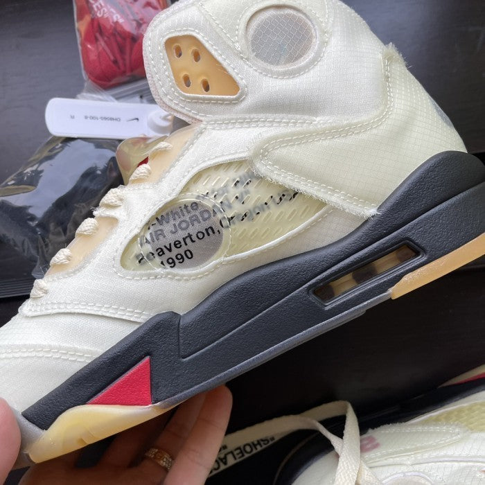 Off-White x Air Jordan 5 Sail Red - DH8565-100