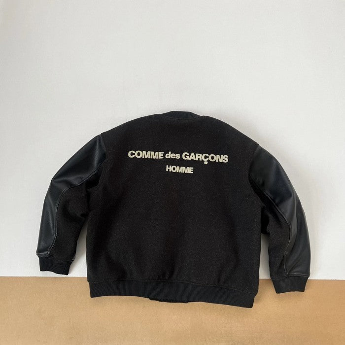 CDGS Homme 1980's Black Wool/Leather Logo Bomber Jacket