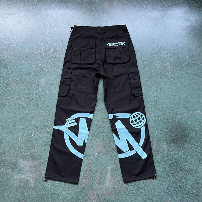 Minus Two Black Graff Cargos - Baby Blue Logo