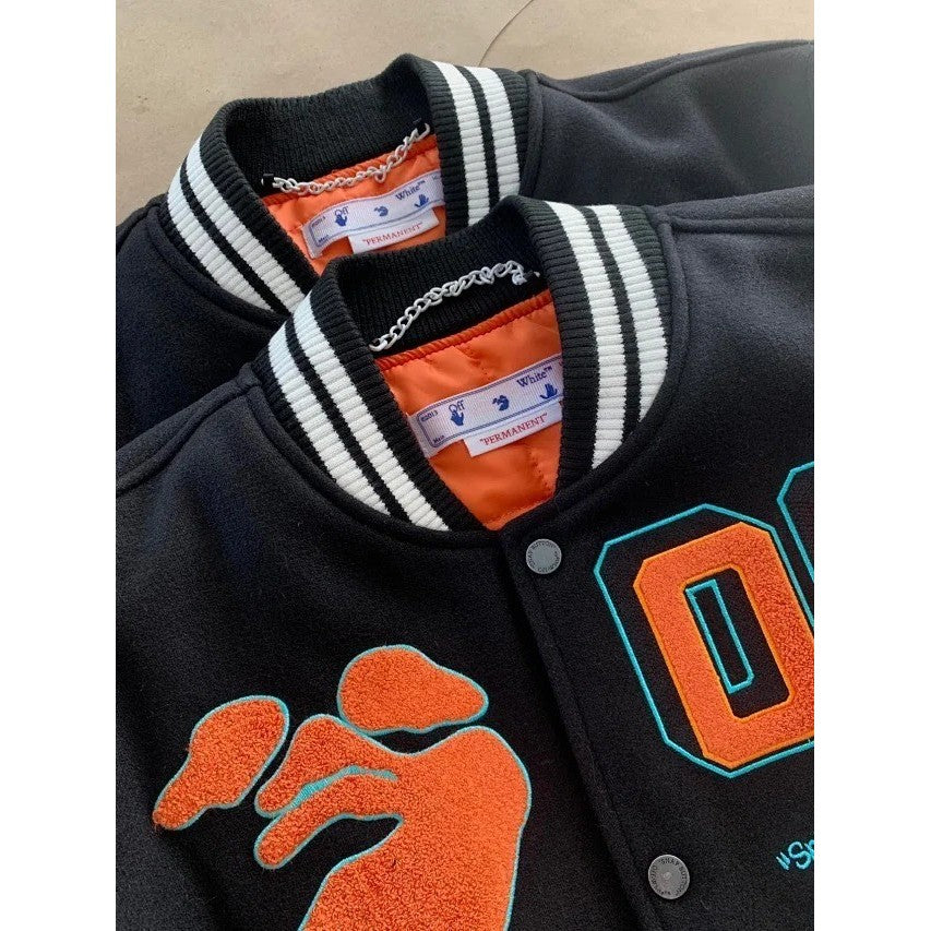 Off-White Black & White Deep Meditation Varsity Alien Jacket