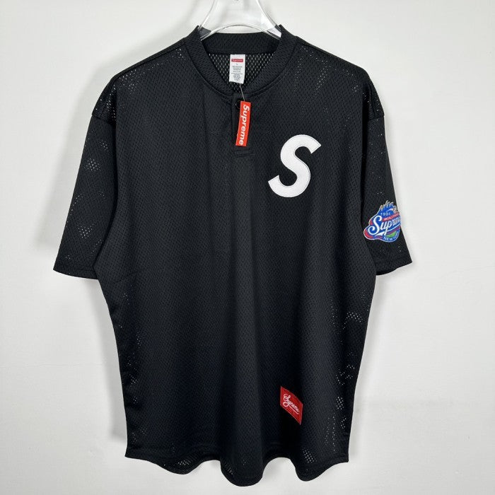 Supreme S Logo Baseball Henley - Black