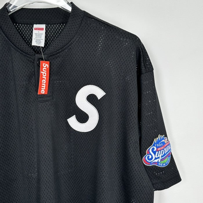 Supreme S Logo Baseball Henley - Black