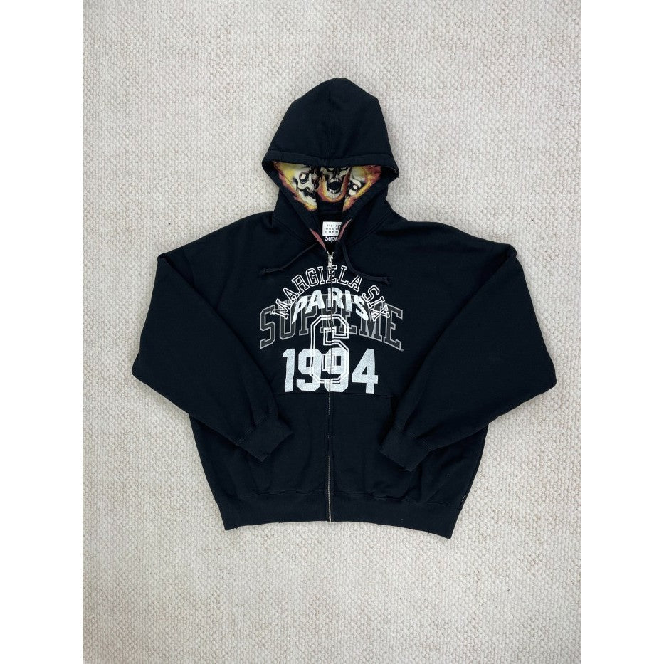 Supreme x MM6 Maison Margiela Skulls Zip Up Hoodie Sweatshirt - Black