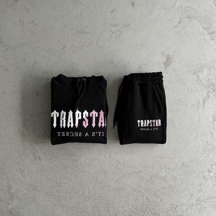 Trapstar Decoded chenille Hooded Tracksuit - Black/Pink