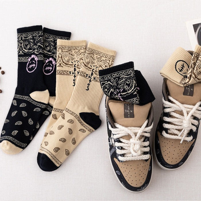 Kaos Kaki Travis Scott CACTUS JACK Nike SB Dunk Bandana Pattern Socks