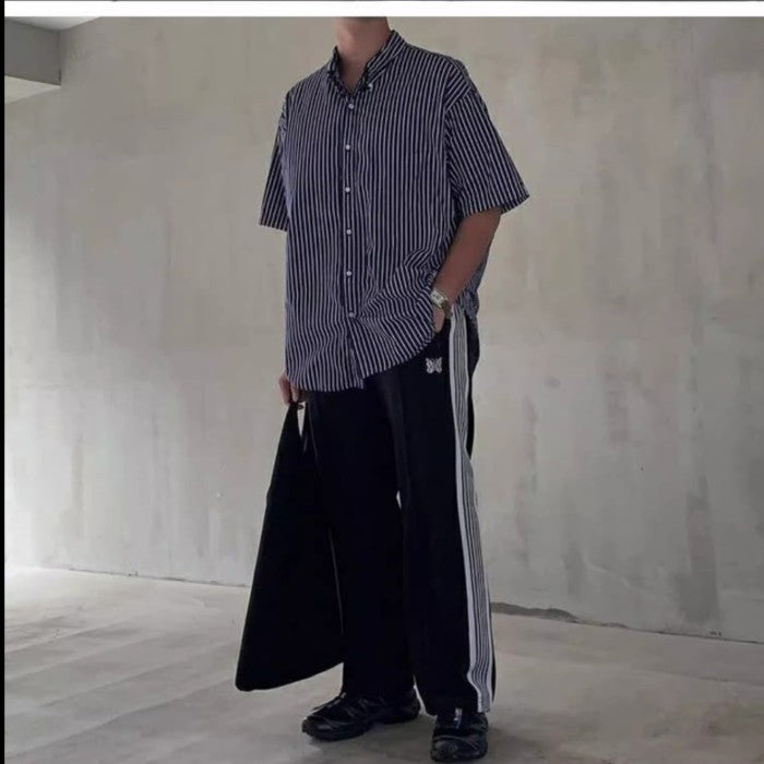Needles Track Pant - Poly Smooth - Black/White