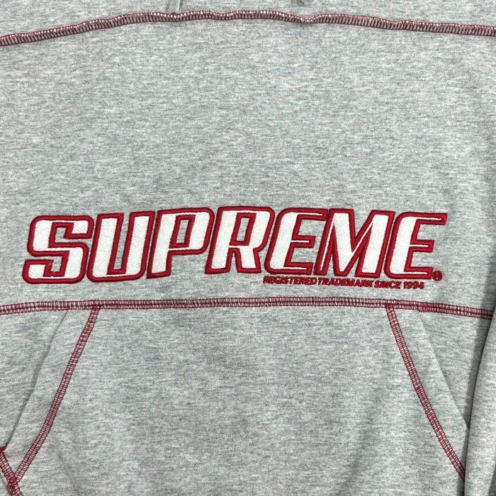 Supreme Coverstitch Hooded Sweatshirt / Hoodie - Grey Red