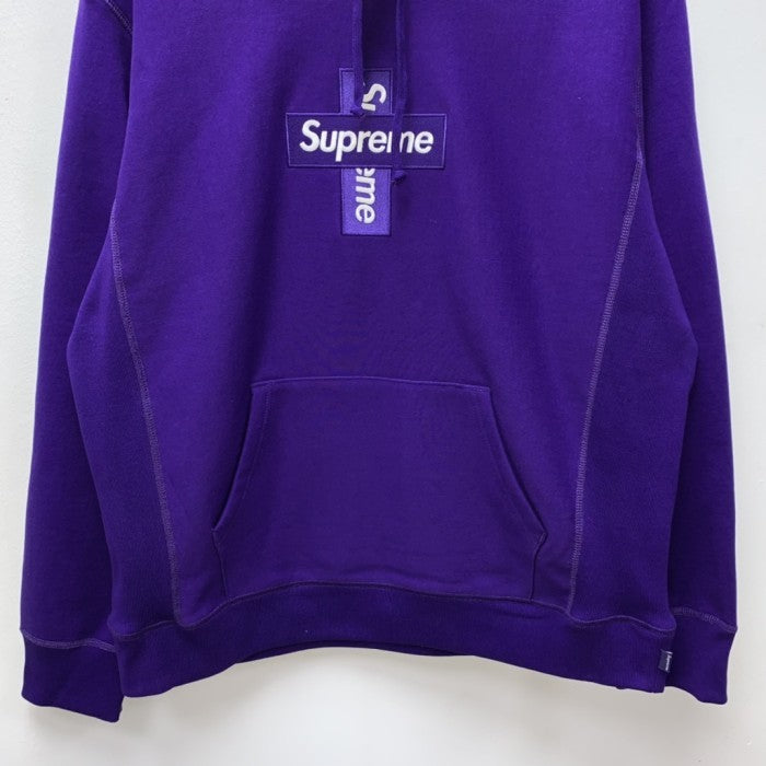 Supreme Cross Box Logo Hoodie Sweatshirt - Purple