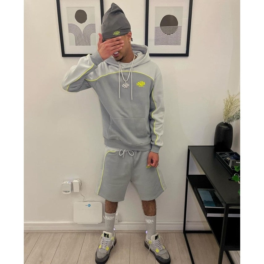 Syna World Pipe Hoodie and Short Set - Grey/Yellow