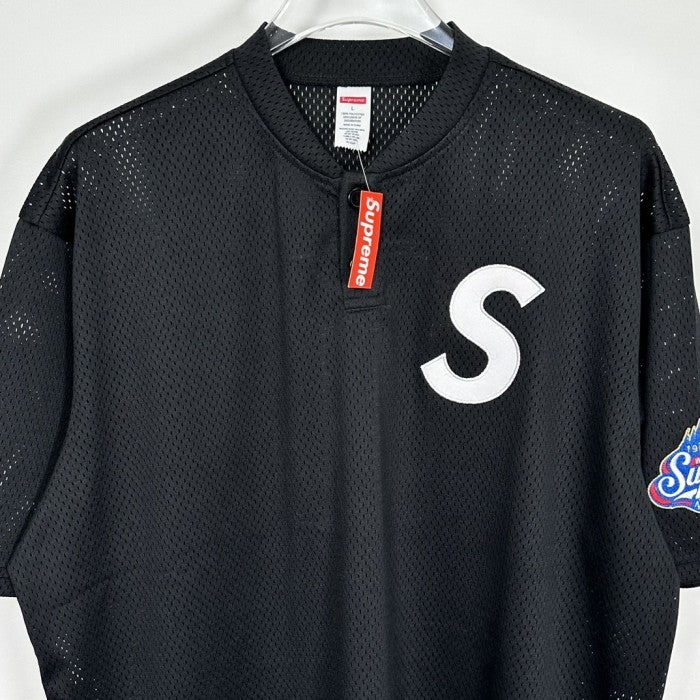 Supreme S Logo Baseball Henley - Black