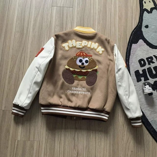 Vandy the Pink charr Burger Varsity Jacket