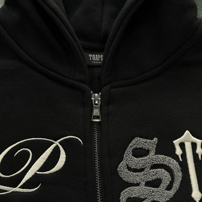 Trapstar Script Zip Through Hoodie Tracksuit - Black/Washed