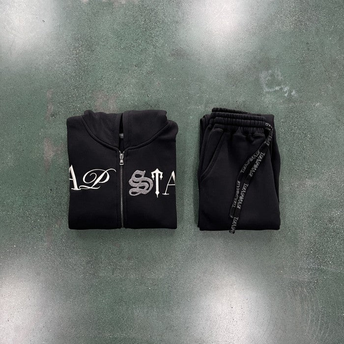 Trapstar Script Zip Through Hoodie Tracksuit - Black/Washed