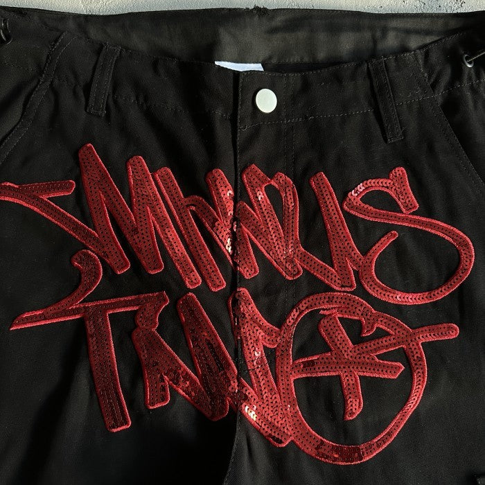 Minus Two Black Graff Cargos - Red Sequin Logo