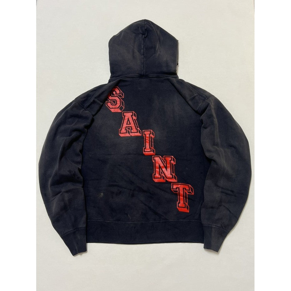 SAINT Mxxxxxx Angel Hoodie - Distressed Printed - Black