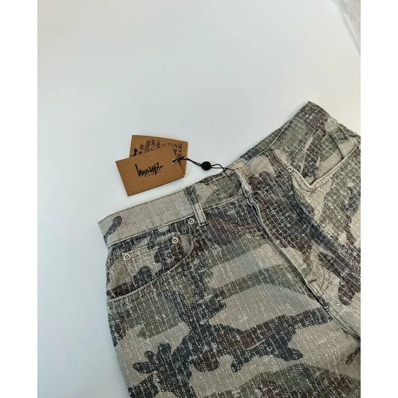 Stussy Big Ol' Camo Canvas Needlepunch Jeans - Woodland Camo - SS24