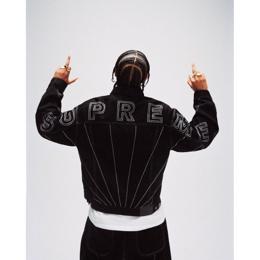 Supreme. Radial Embroidered Denim Trucker Jacket - Black