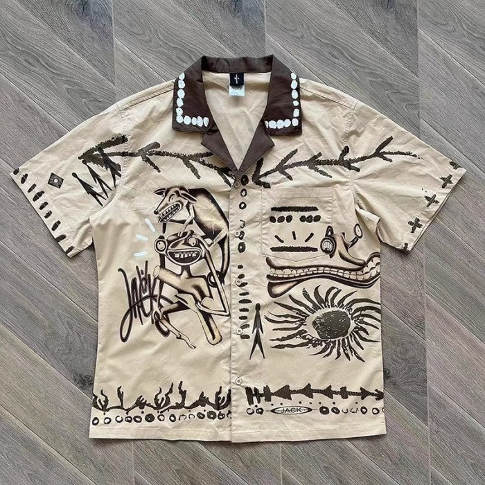 Travis Scott Painter's Button Up Shirt - Tan - SS22