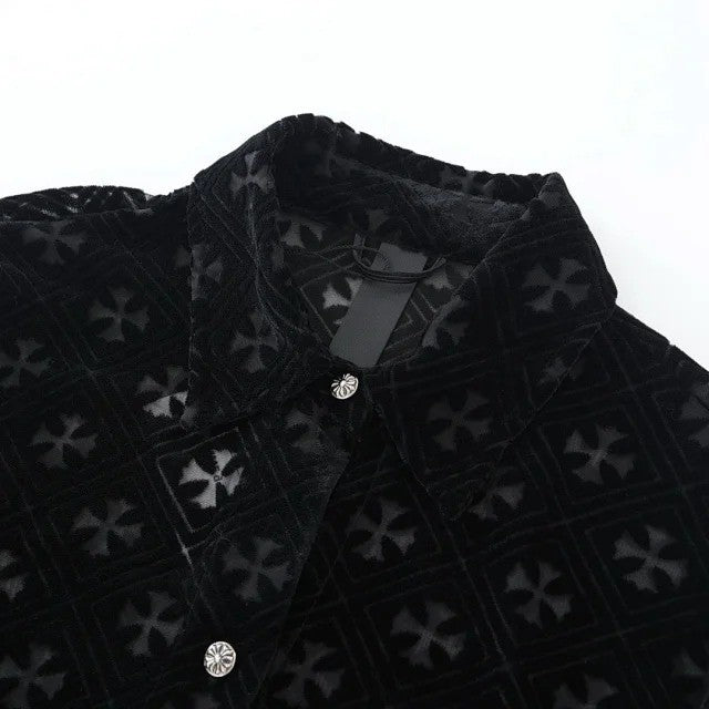 Chrome Hearts Velvet Burnout Cross Long Sleeve Shirt