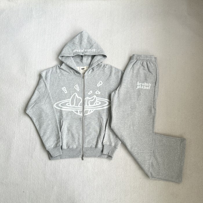 Broken Planet Zip-Up - Hoodie Sweatpants Set - Heather Gray