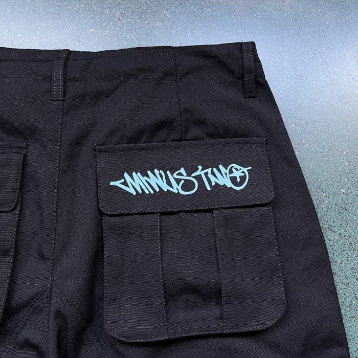 Minus Two Black Graff Cargos - Baby Blue Logo